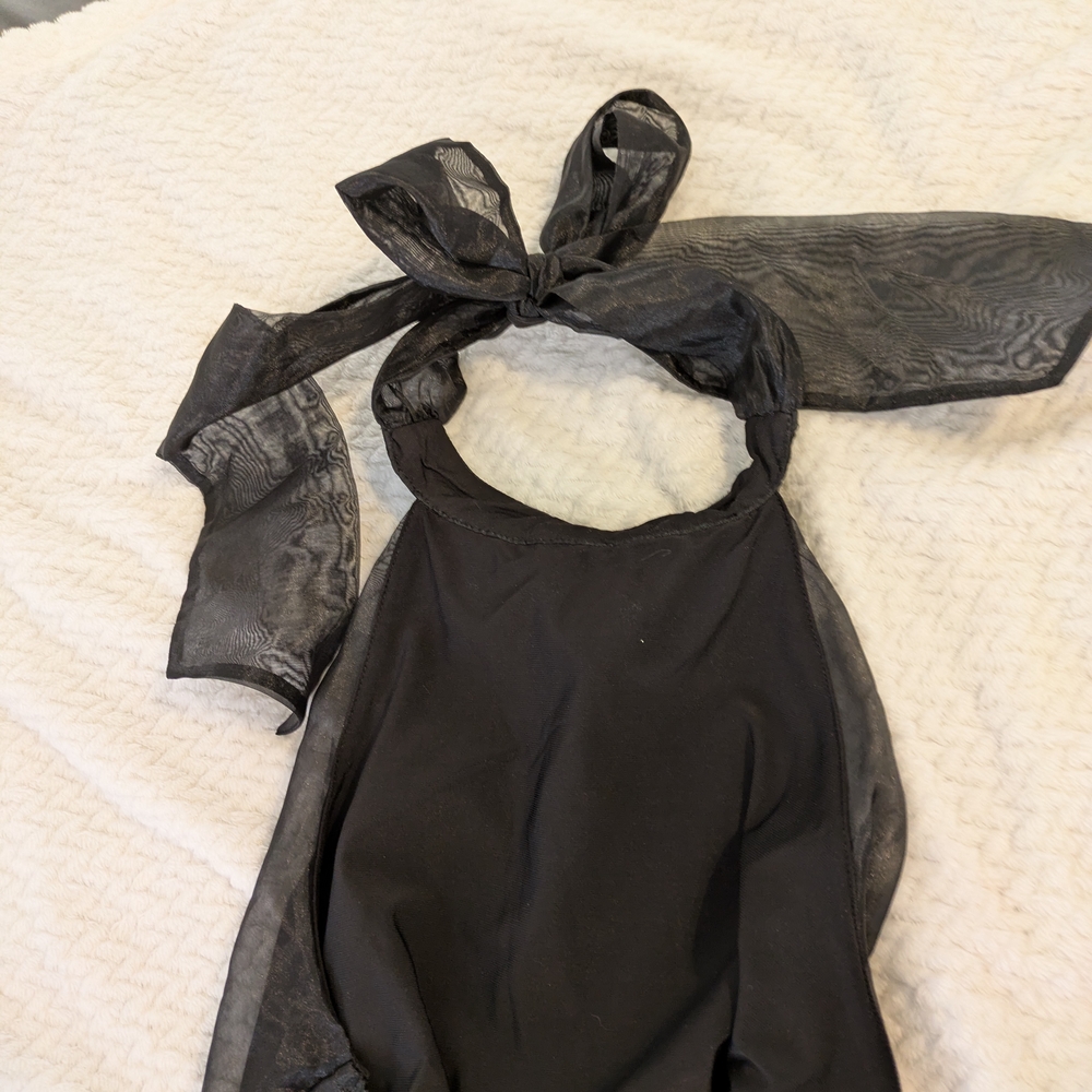 Black Sheer Organza Halter Top (lined)- Show Those Gorgeous Shoulders/Back! Sz 6